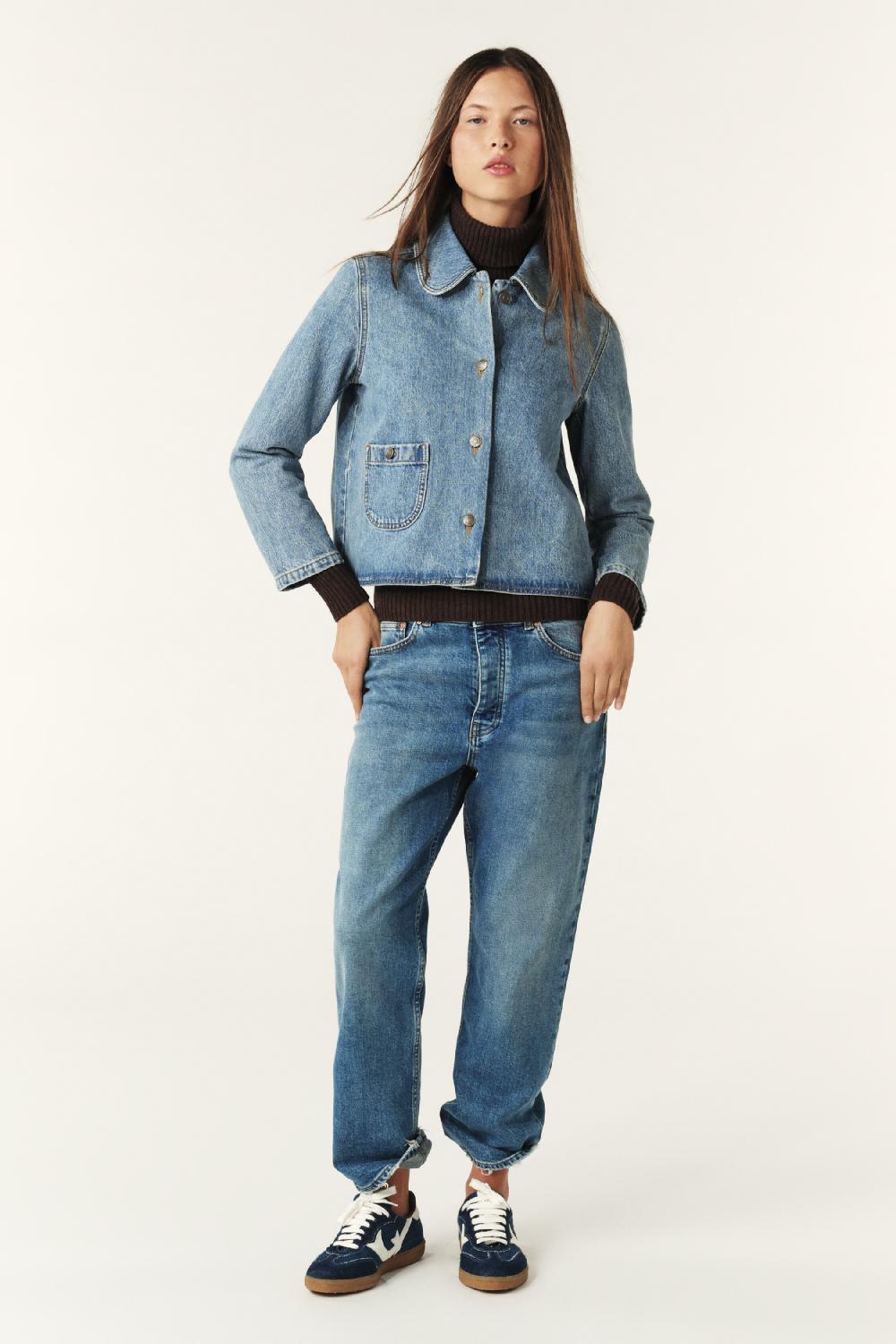 Ba&sh Veste Manches Trois-Quarts Tiny Denim