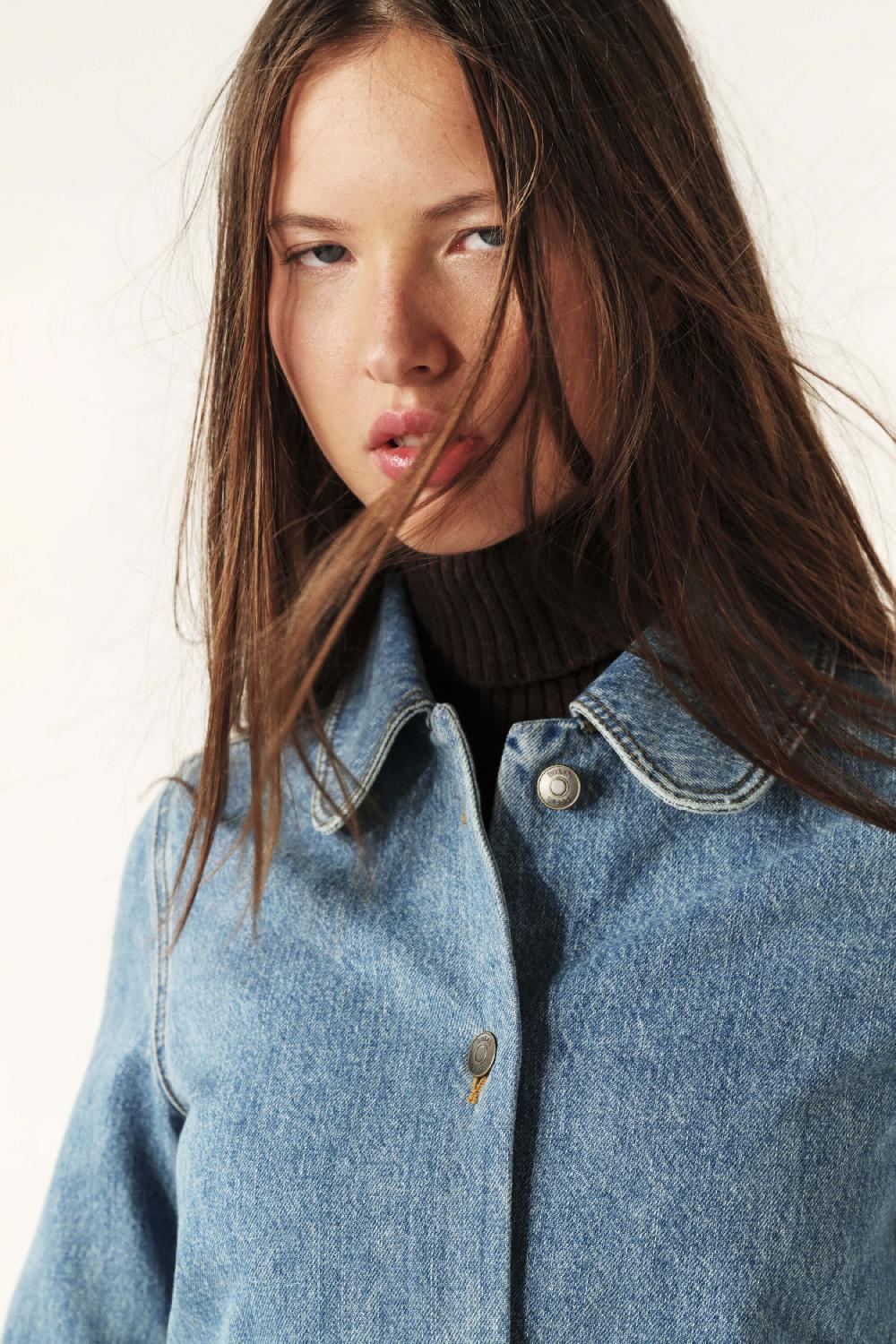 Ba&sh Veste Manches Trois-Quarts Tiny Denim