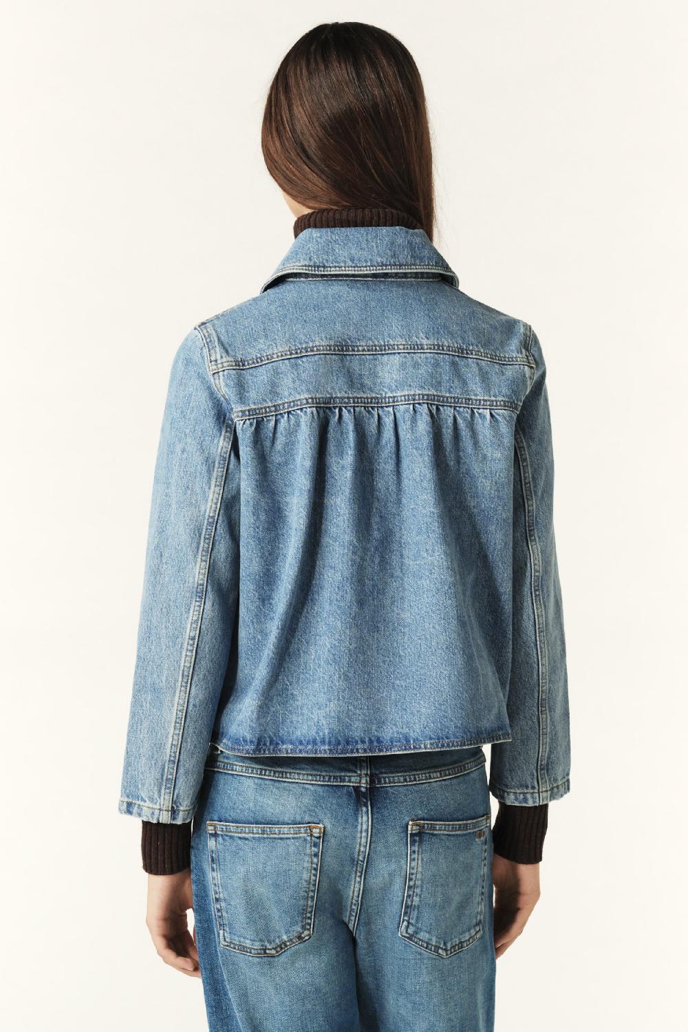 Ba&sh Veste Manches Trois-Quarts Tiny Denim
