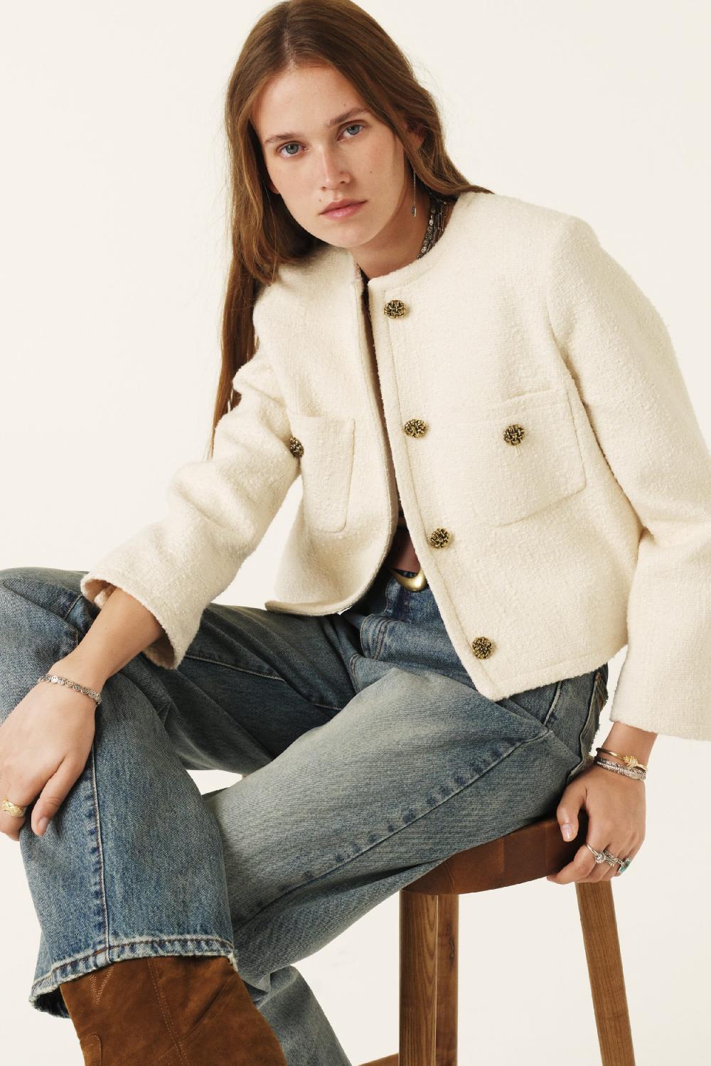 Ba&sh Veste Meredith Blanc Ecru