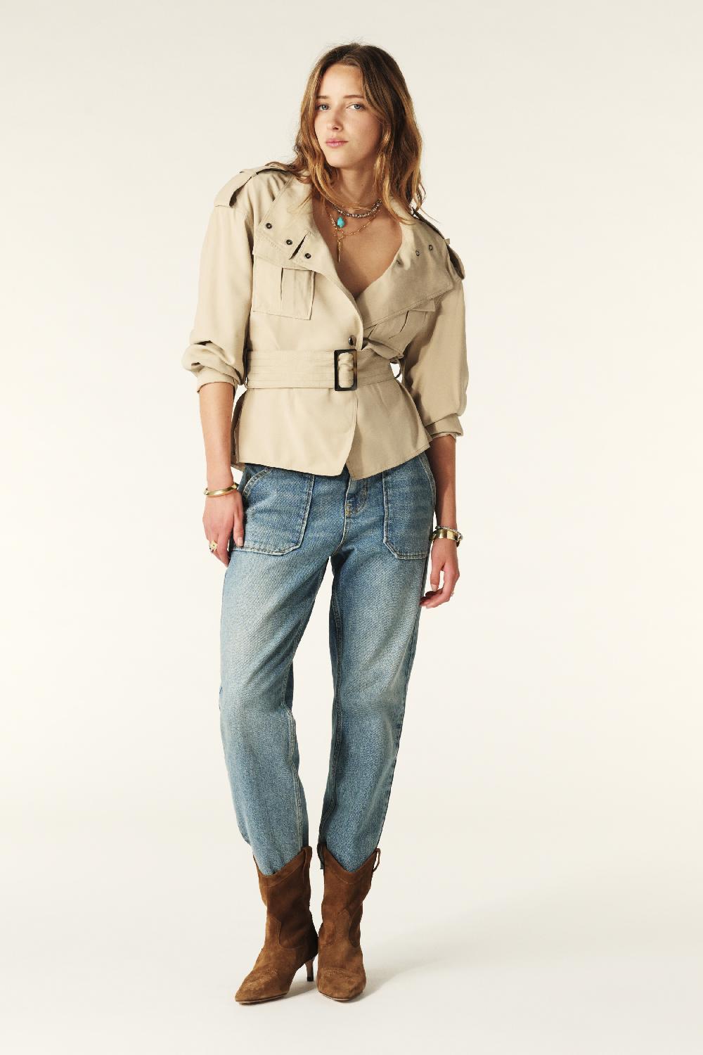 Ba&sh Veste Saharienne Fluide Lison Beige