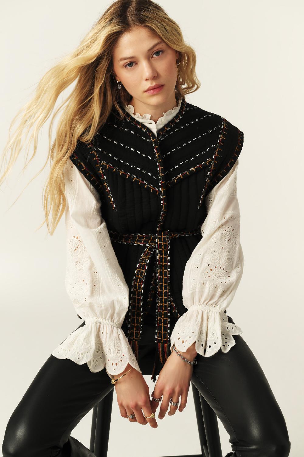 ba&sh Veste Sans Manches Clevie Noir