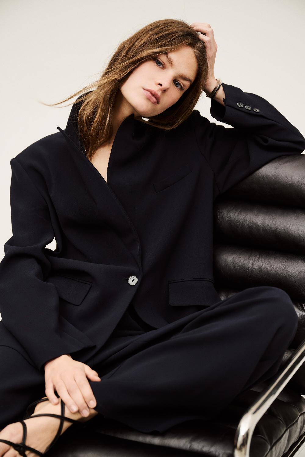 ba&sh Veste Tailleur Oversize Cetty Bleu Nuit