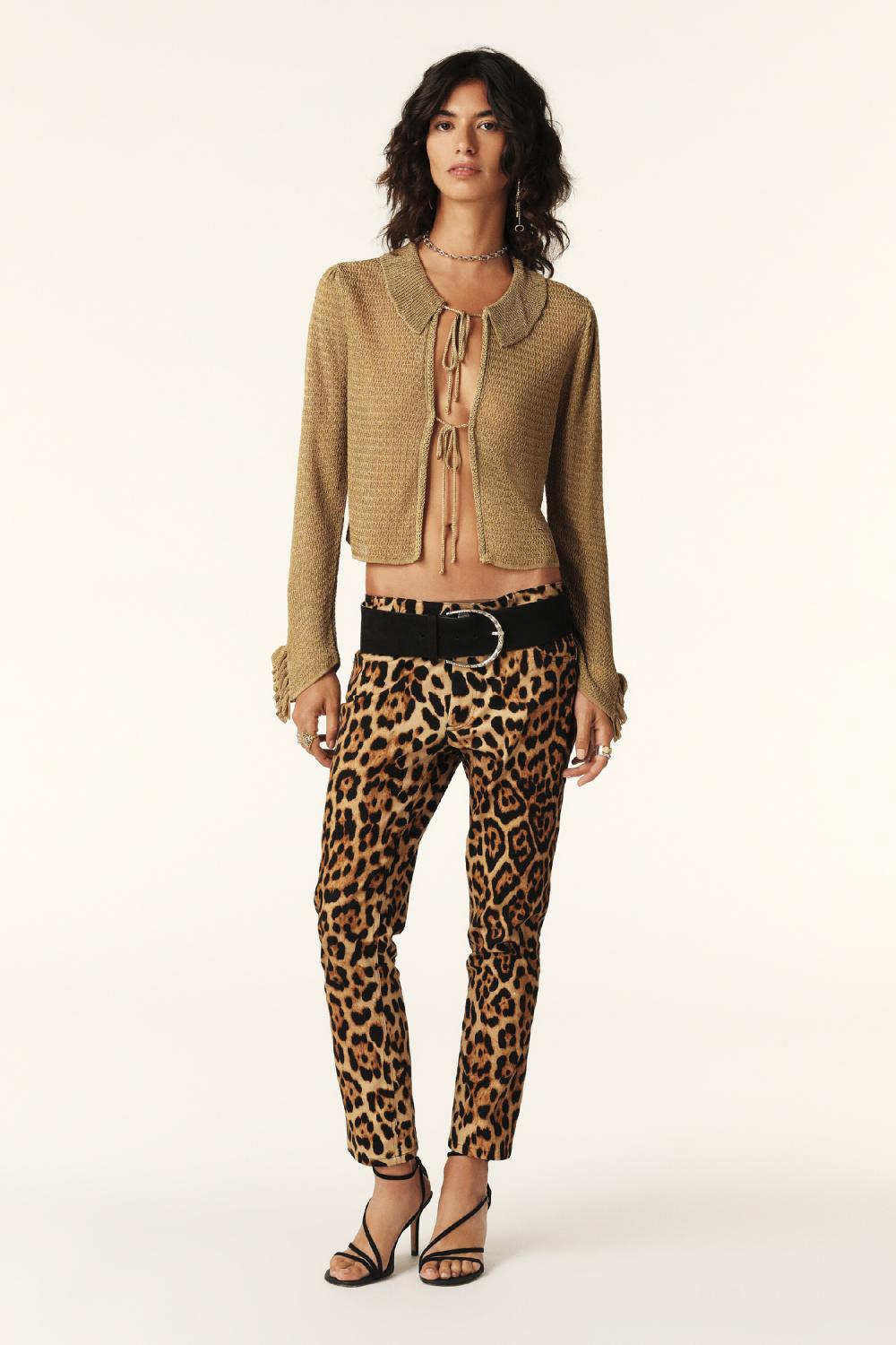 Ba&sh Gilet Souple En Maille Pointelle Cathy Bronze