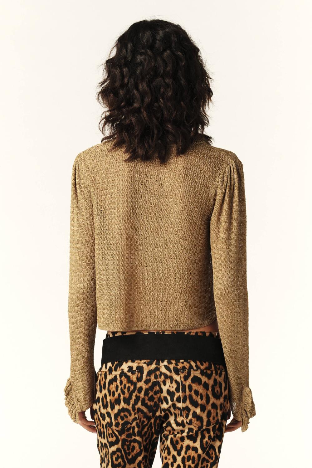 Ba&sh Gilet Souple En Maille Pointelle Cathy Bronze