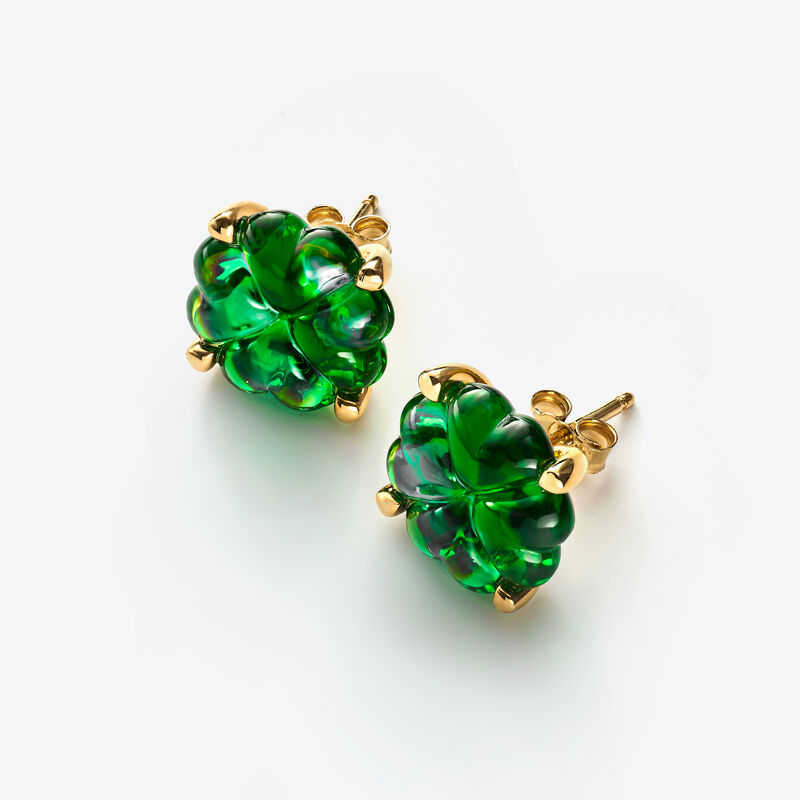 baccarat Boucles d'Oreilles Trèfle Vermeil