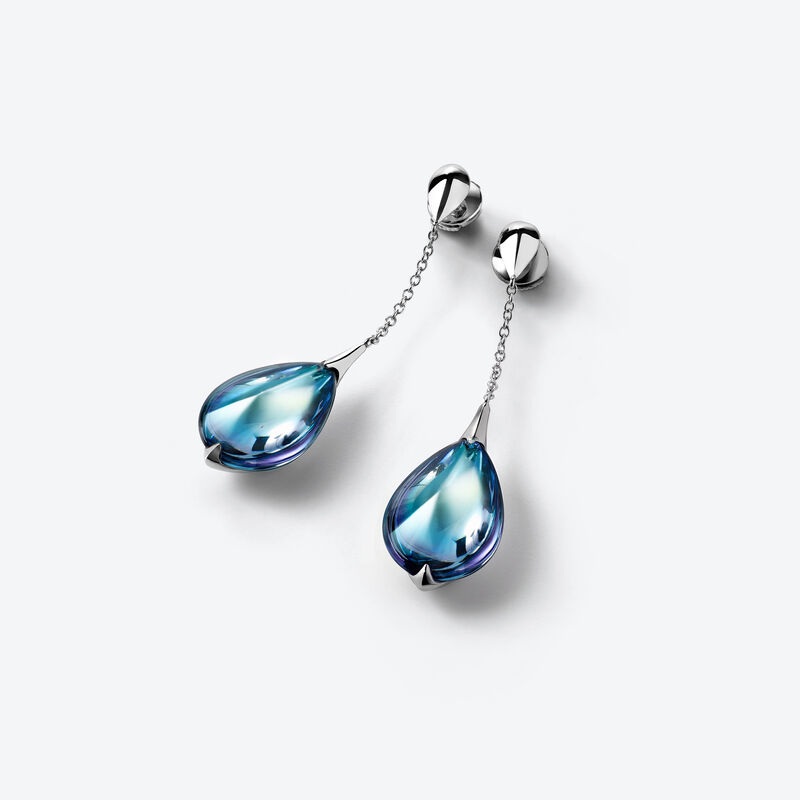 baccarat Boucles d'Oreilles Fleurs de Psydélic Argent