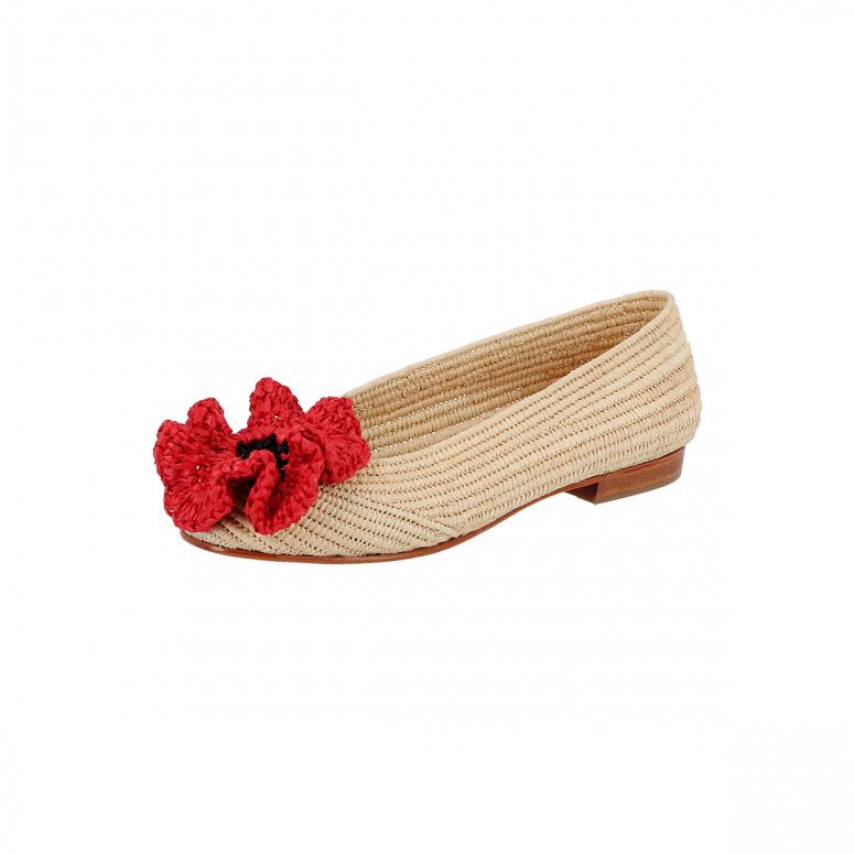 Bagllerina Ballerines Raphia Coquelicot - Bagllerina