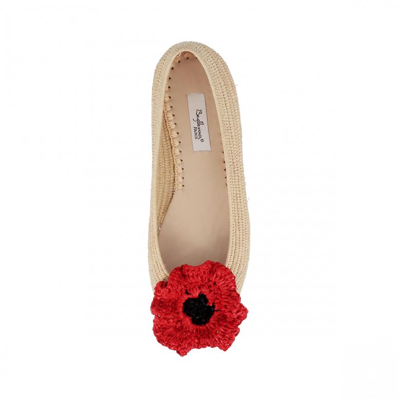 Bagllerina Ballerines Raphia Coquelicot - Bagllerina