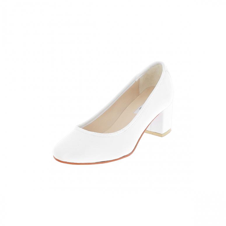 Bagllerina Ballerines à Talon Colombe En Cuir Lisse