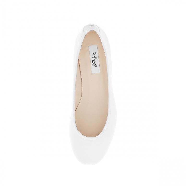 Bagllerina Ballerines à Talon Colombe En Cuir Lisse