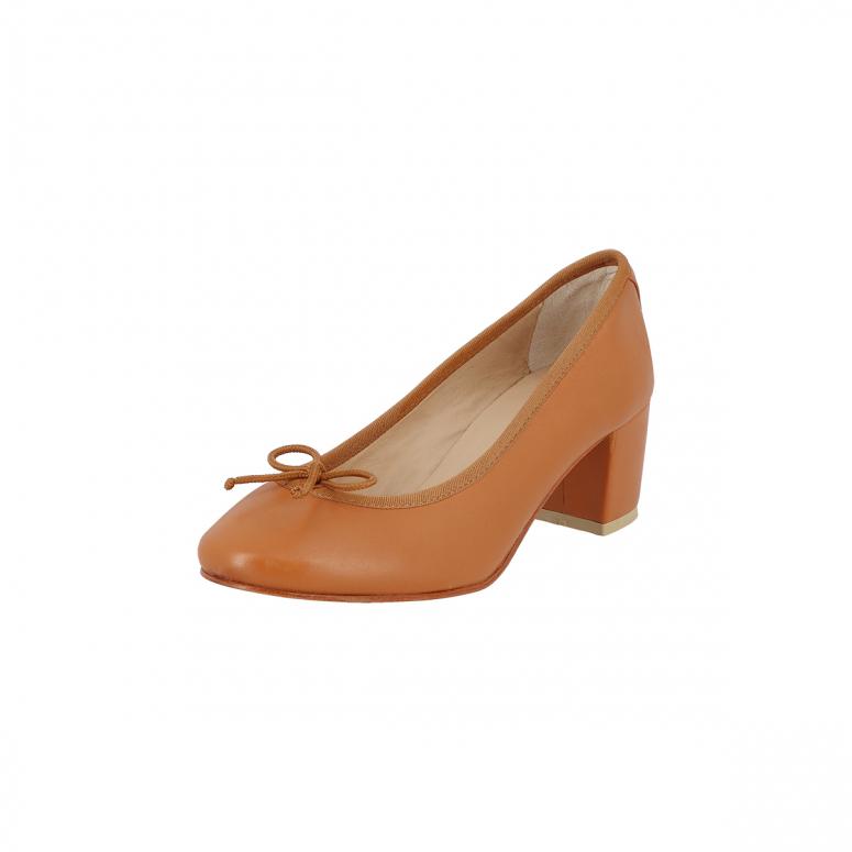 Bagllerina Ballerines à Talon Colombe En Cuir Lisse