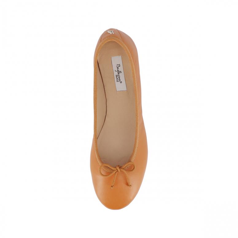 Bagllerina Ballerines à Talon Colombe En Cuir Lisse