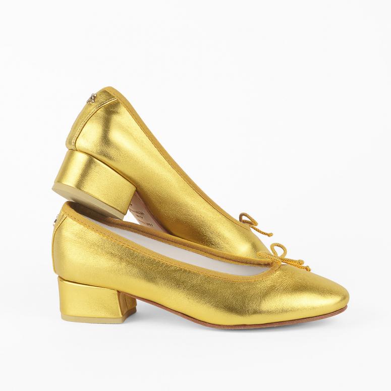 Bagllerina Ballerines à Talons Brigitte - Cisa Lame Oro
