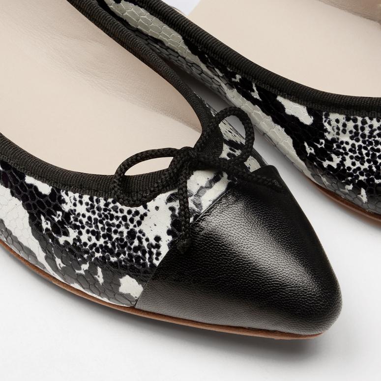 Bagllerina Ballerines Pliables à Bout Pointu Paris - Noir Et Blanc Bout Noir