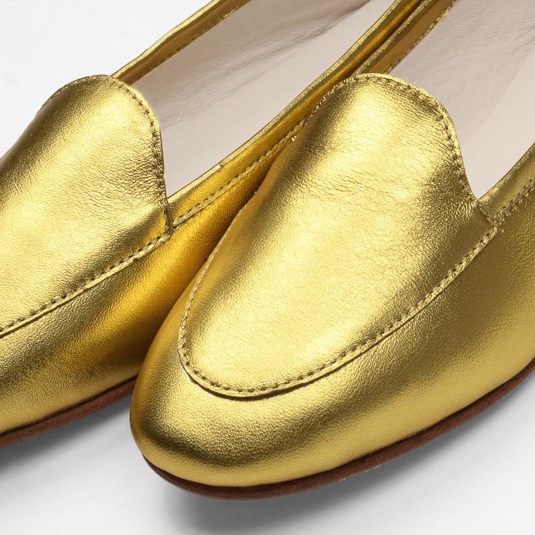 Bagllerina Mocassins Pliables Moka Voyage - Cisa Lame Oro