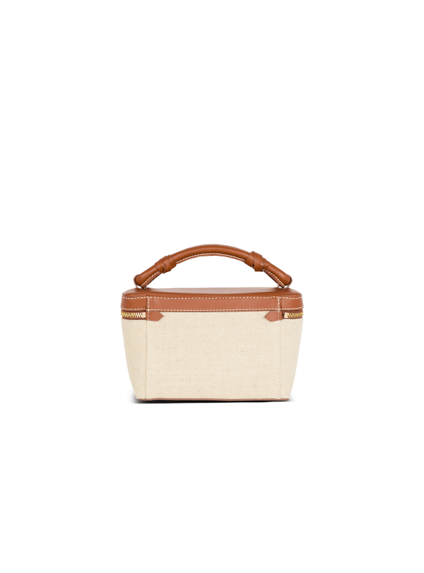 Balmain Paris B-Army Vanity Case En Toile Et Cuir Beige - Femme
