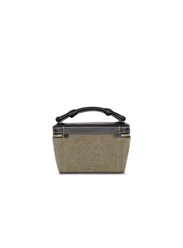 Balmain Paris B-Army Vanity Case En Toile Et Cuir Kaki - Femme