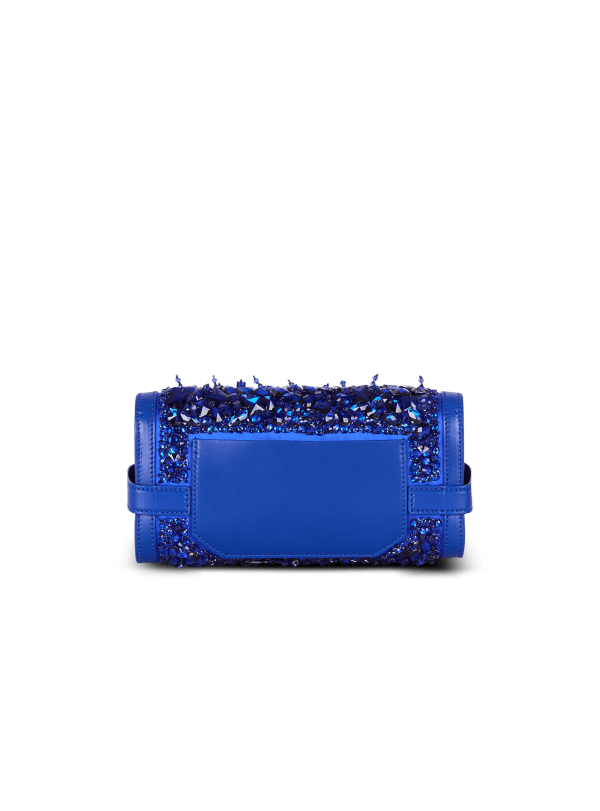 Balmain Paris B-Buzz Pouch 23 En Cuir Et Satin Brodé Bleu - Femme