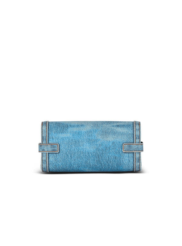 Balmain Paris B-Buzz Pouch 23 En Toile Imprimée Denim Bleu - Femme
