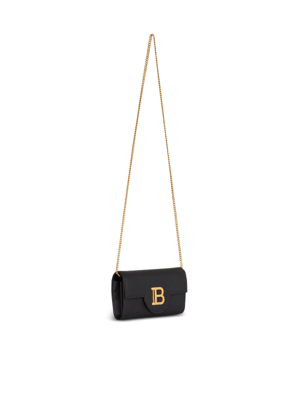Balmain Paris B-Buzz Wallet On Chain En Cuir Grainé Noir - Femme
