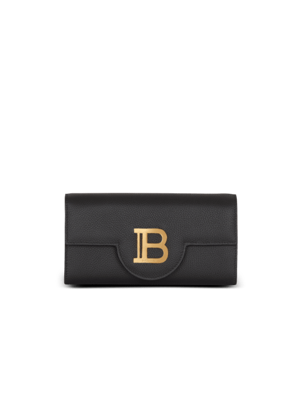 balmain paris B-Buzz Wallet On Chain en cuir grainé noir - Femme