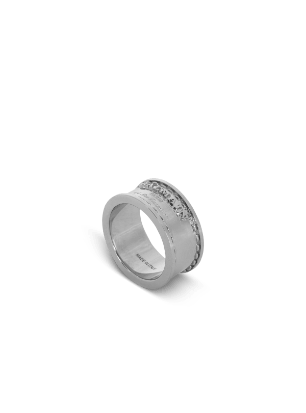 Balmain Paris Bague Signature Tubular En Laiton Argent - Homme