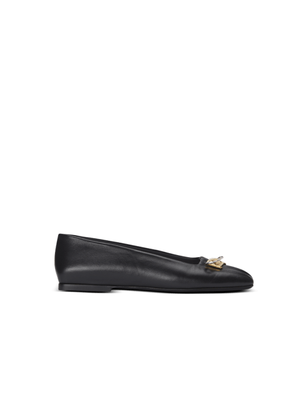 balmain paris Ballerines Safety pin en cuir d’agneau froncé noir - Femme