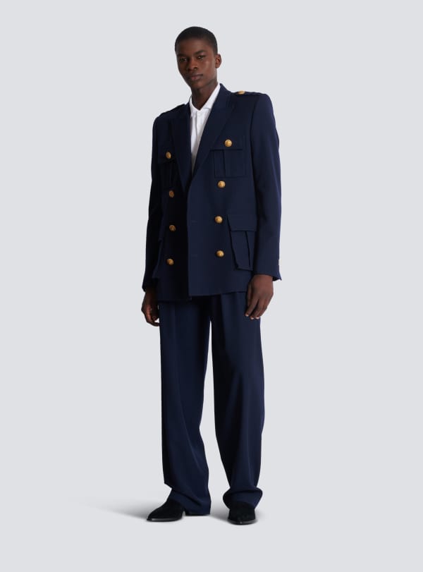 Balmain Paris Blazer Saharienne Bleu Marine - Homme