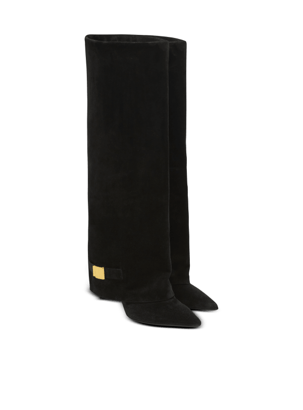 Balmain Paris Bottes Uma En Suède Noir - Femme