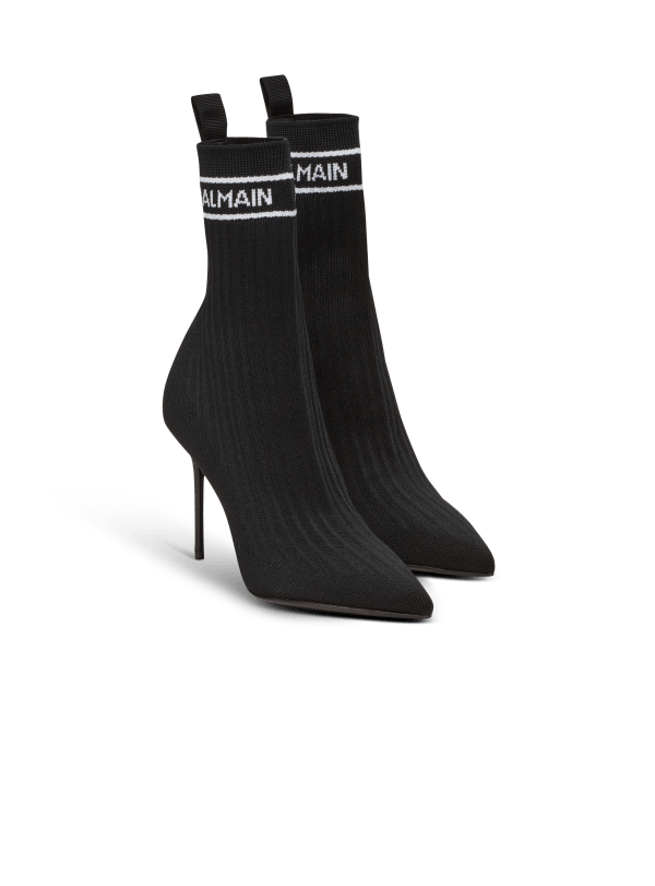 Balmain Paris Bottines Skye En Maille Noir - Femme