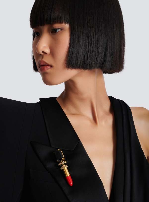 Balmain Paris Broche Lipstick En Laiton Or - Femme