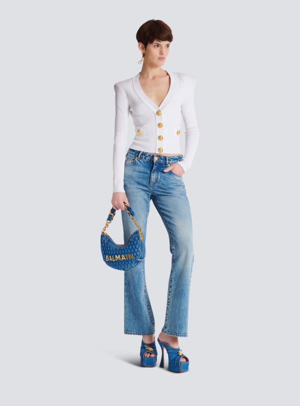 Balmain Paris Cardigan Court En Maille Blanc - Femme