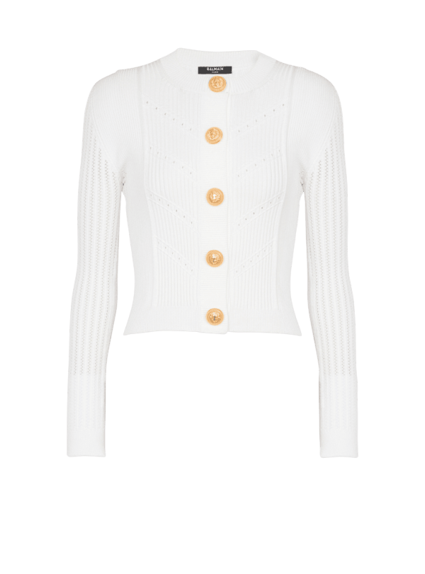 balmain paris Cardigan court en maille blanc - Femme