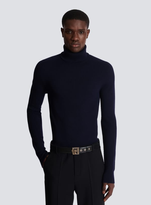 Balmain Paris Ceinture P-Belt En Cuir Noir - Homme