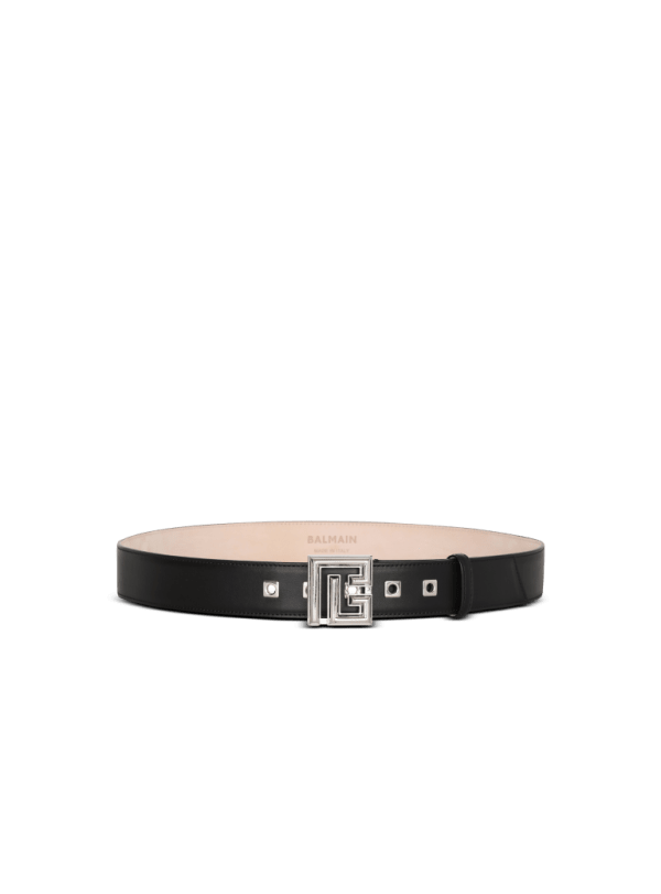 balmain paris Ceinture P-Belt en cuir noir - Homme