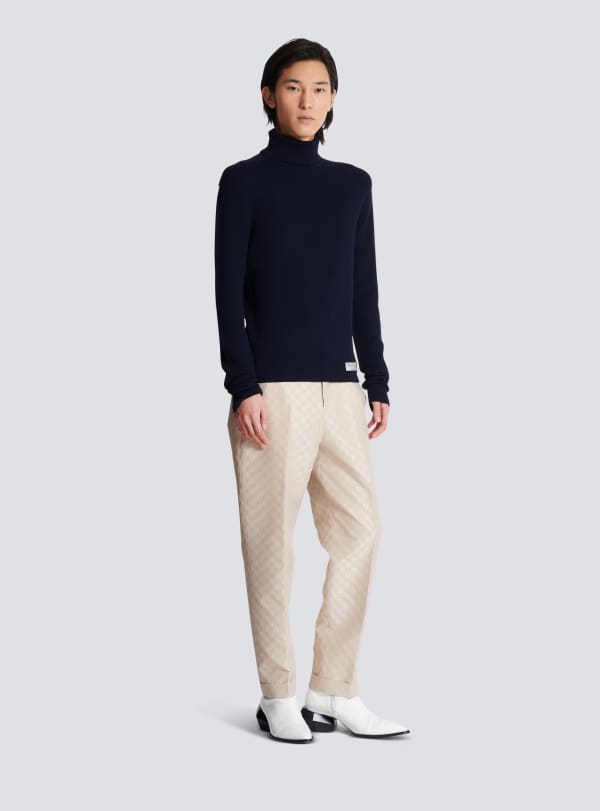 Balmain Paris Col Roulé PB Bleu Marine - Homme