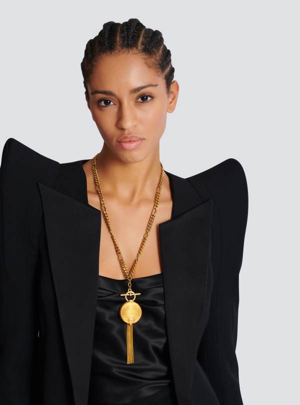 Balmain Paris Collier Poudrier En Laiton Or - Femme