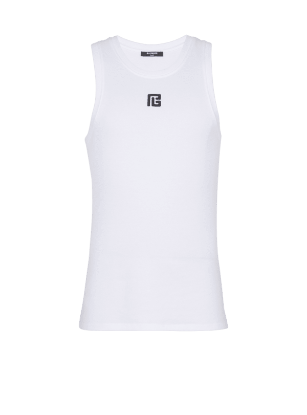 balmain paris Débardeur brodé PB blanc - Homme
