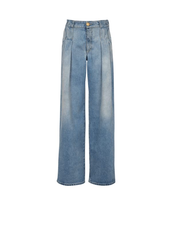 balmain paris Jean à plis en denim bleu - Femme