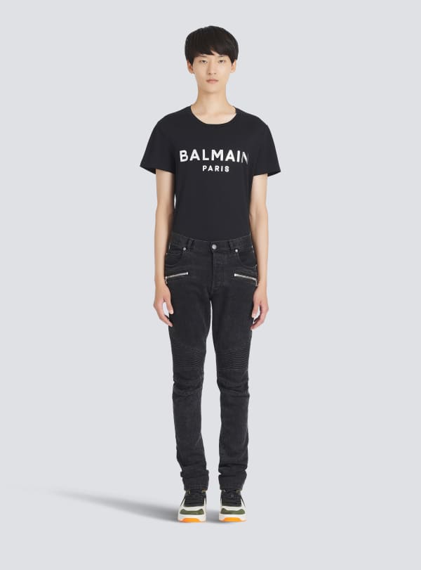Balmain Paris Jean Coupe Slim En Coton Noir - Homme