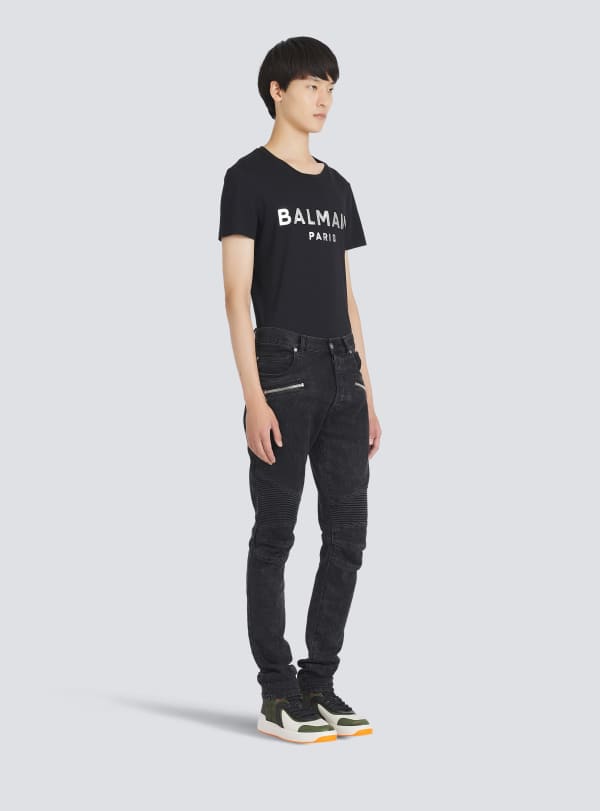 Balmain Paris Jean Coupe Slim En Coton Noir - Homme