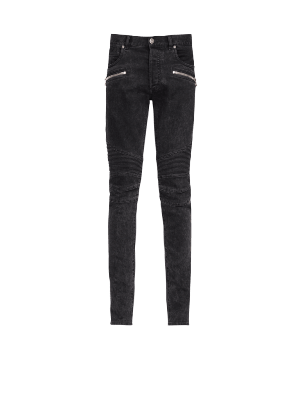balmain paris Jean coupe slim en coton noir - Homme