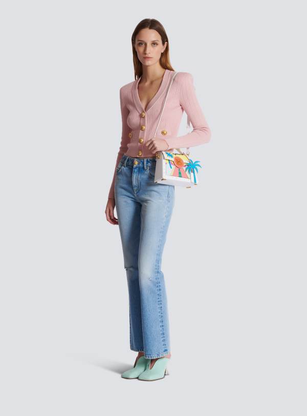 Balmain Paris Jean Flare En Denim Bleu - Femme