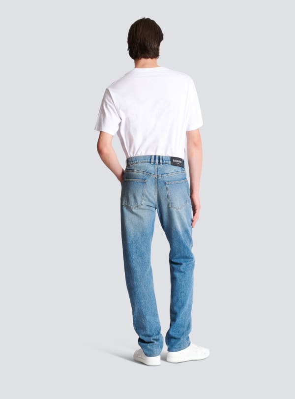 Balmain Paris Jean Regular En Denim Bleu - Homme