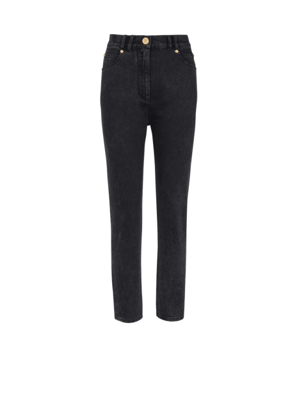 balmain paris Jean slim en denim noir - Femme