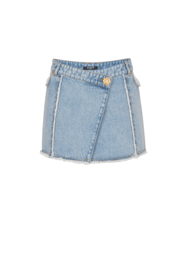balmain paris Jupe asymétrique en denim bleu - Femme
