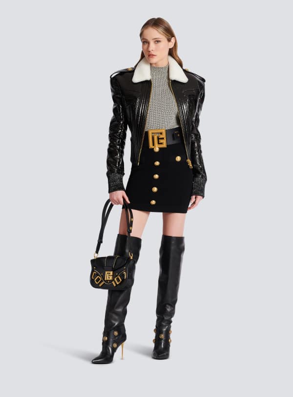 Balmain Paris Jupe En Maille à Boutons Noir - Femme