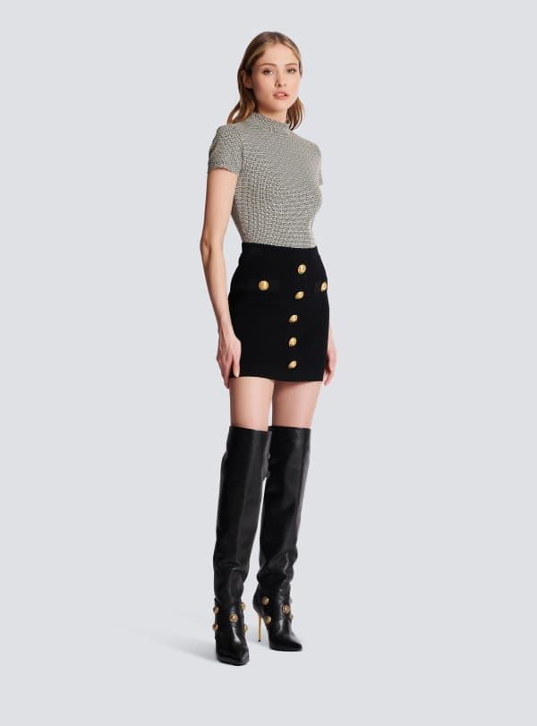 Balmain Paris Jupe En Maille à Boutons Noir - Femme