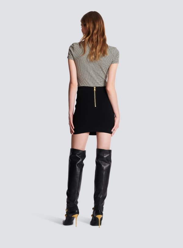 Balmain Paris Jupe En Maille à Boutons Noir - Femme
